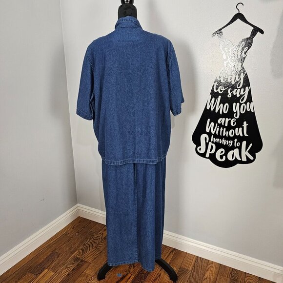 Sarin New York Vintage Boho Embroidered Top And Sleeveless Maxi Jean Dress Set - Picture 6 of 11